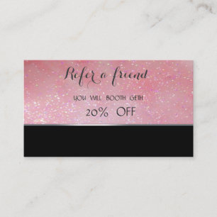 Elegant Stylish Black, Glittery Referral Card