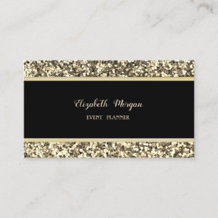 Elegant Stylish ,Black, Gold Glitter Business Card