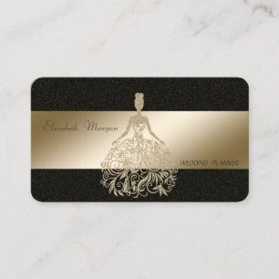 Elegant Stylish , Black, Gold Glitter Dress Business Card