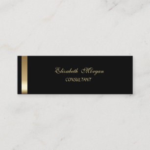 Elegant Stylish Black- Gold Striped Mini Business Card
