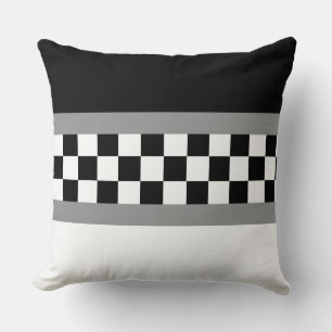 Elegant Stylish Black Grey and White Throw Pillow