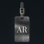 Elegant Stylish Black Metal 2 Monogram Initial  Luggage Tag<br><div class="desc">Girly Stylish Modern Elegant Black Metal 2 Monogram Initial Custom Personalised Personalised Luggage Bag Tag. This design featuring two (2) monogram initial typography font and the reverse side address info on black metallic foil look background. These are easy to customise it. Stylish gift for wedding, bridal shower, sweet 16 birthday,...</div>
