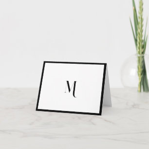 Elegant Stylish Black Monogram Initial Border Note Card