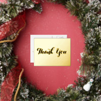 Elegant Stylish Black Script Thank You Faux Gold