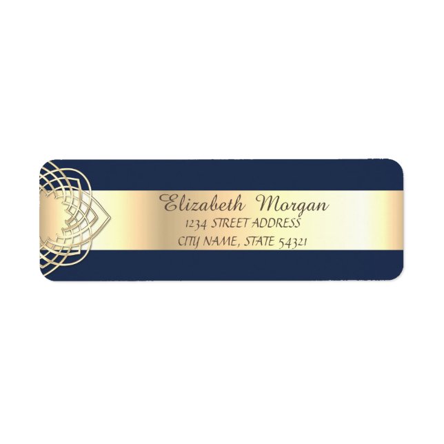 Elegant  Stylish,Blue ,Gold  Address (Front)