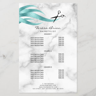 Elegant stylish blue scissors hairstylist flyer
