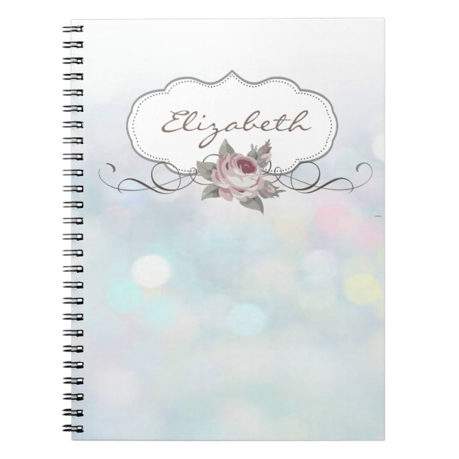 Elegant Stylish ,Bokeh,Rose Spiral Notebook (Front)