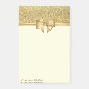 Elegant Stylish, Bow, Gold Glitter Post-it Notes