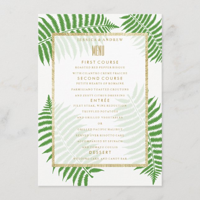 Elegant Stylish Bracken Wedding Menu (Front)
