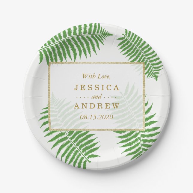 Elegant Stylish Bracken Wedding Paper Plate (Front)