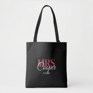 Elegant Stylish Bride Name Red Ivory Colour Tote Bag