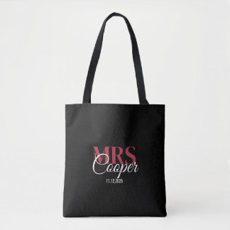 Elegant Stylish Bride Name Red Ivory Colour Tote Bag