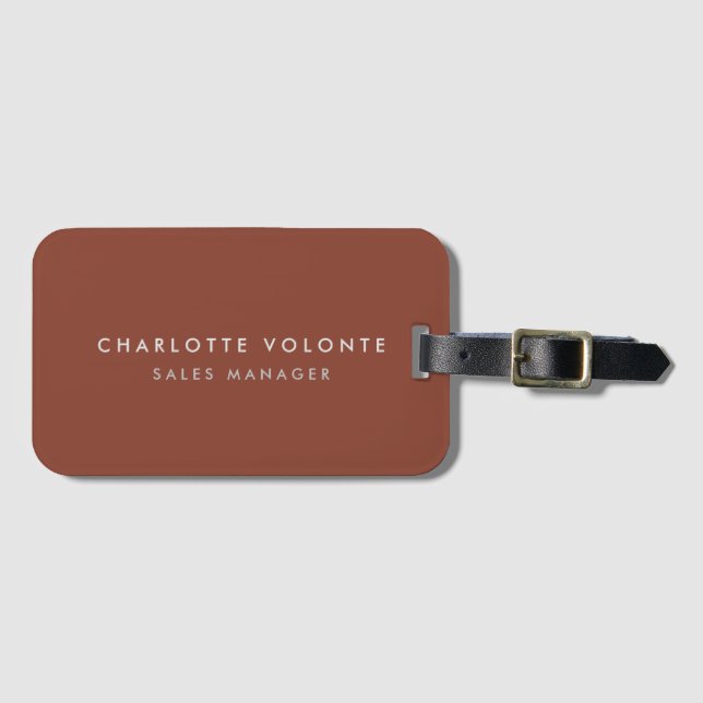 Elegant Stylish Brown Background Professional Luggage Tag (Front Horizontal)