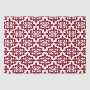 Elegant Stylish Burgundy White Damask Decoupage  Tissue Paper