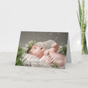 elegant stylish calligraphy newborn boy photo   thank you card