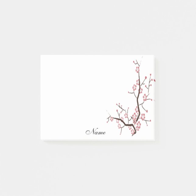 Elegant stylish cherry branch personalised post-it notes (Front)
