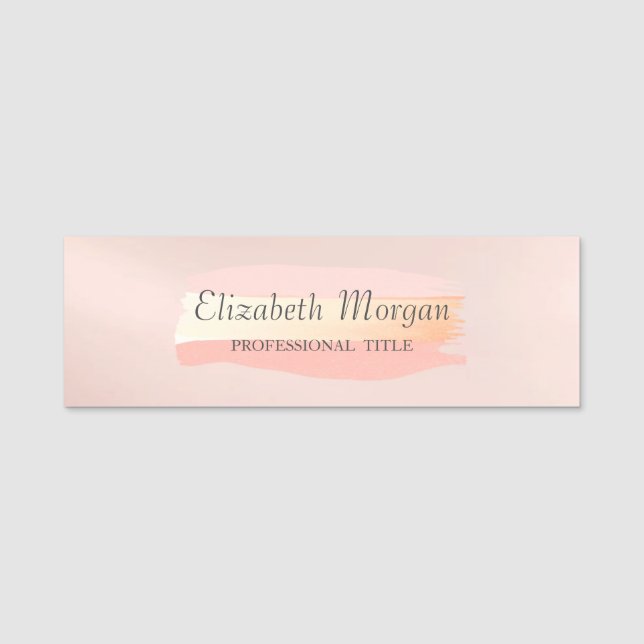 Elegant , Stylish,Chic, Brush Stroke Name Tag (Front)