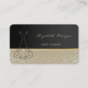 Elegant Stylish Chic,Damask,Black,Dress Business Card