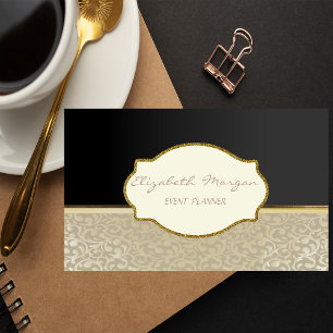 Elegant Stylish Chic,Damask,Black,Frame Business Card