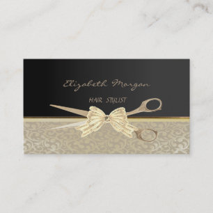 Elegant Stylish Chic,Damask,Black,Scissors Business Card