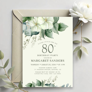 Elegant stylish chic feminine floral 80th birthday invitation