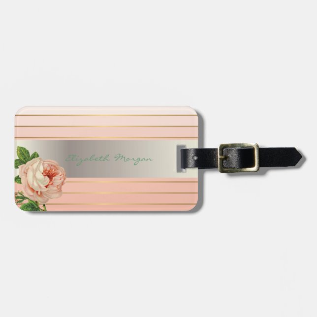 Elegant Stylish Chic,Flowers,Roses Luggage Tag (Front Horizontal)