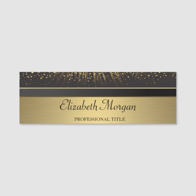 Elegant Stylish Chic Gold, Confetti Name Tag (Front)