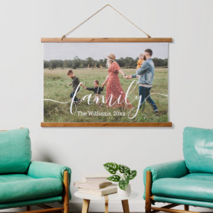 elegant stylish chic handwriting family photo  hanging tapestry