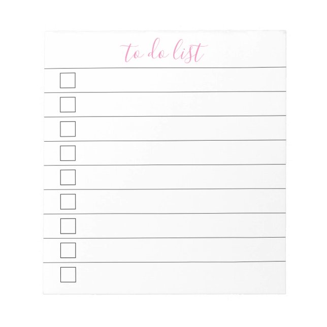 Elegant Stylish Chic To-Do List Handwriting Script Notepad (Front)