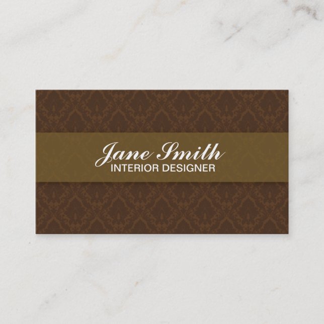 Elegant Stylish Classy Retro Damask Floral Business Card (Front)