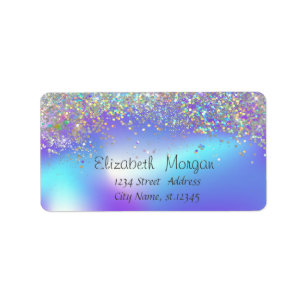 Elegant Stylish Colourful Confetti Holographic Label