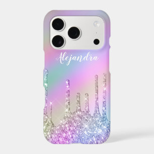 Elegant stylish colourful holographic glitter drip