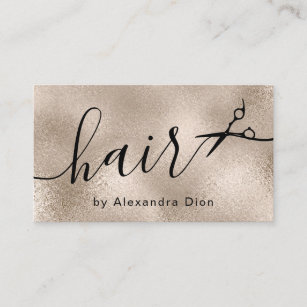 Elegant stylish copper gold scissors hairstylist business card