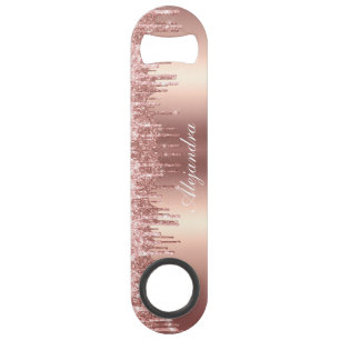 Elegant stylish copper rose gold glitter drips