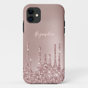 Elegant stylish copper rose gold glitter drips Case-Mate iPhone case