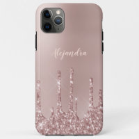 Elegant stylish copper rose gold glitter drips