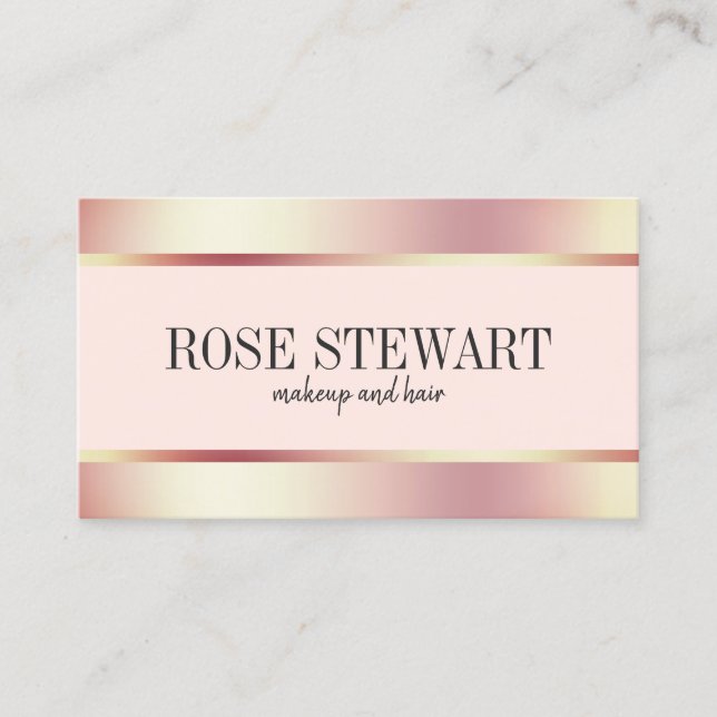 Elegant stylish copper rose gold makeup and hair business card (Front)