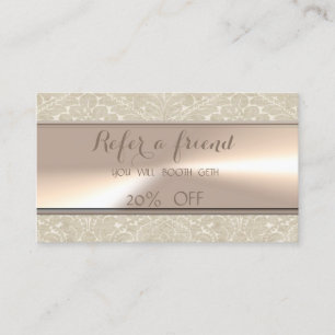 Elegant Stylish,Cream, Damask Referral Card