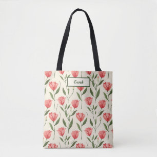 Elegant Stylish Cute Pink Tulip Template Tote Bag