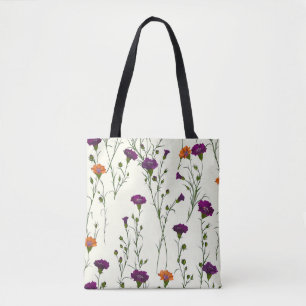 Elegant Stylish Cute Purple Botanical Floral Tote Bag