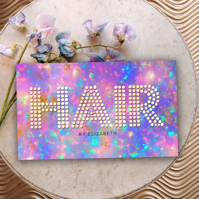 Elegant Stylish Diamonds Gold Fire Opal Stone Business Card (Front)