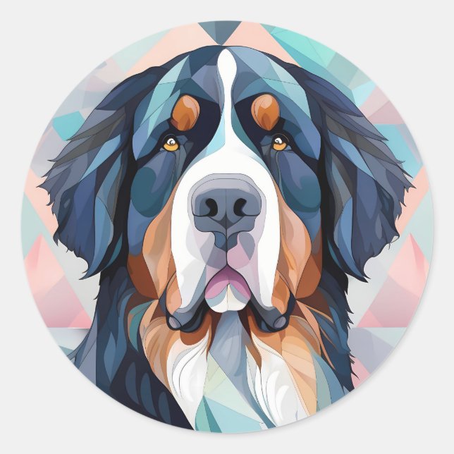 Elegant stylish dog bernese mountain classic round sticker (Front)