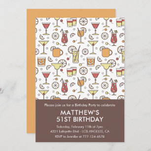 Elegant Stylish Drinks Cocktail 51st birthday Invitation
