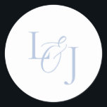 Elegant & Stylish Dusty Blue Monogram Wedding Classic Round Sticker<br><div class="desc">Versatile and chic monogram sticker. This simple,  fresh and clean wedding sticker features a contemporary set of fonts with customisable initials against a chic dusty blue background.</div>