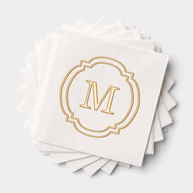 Elegant Stylish Family Last Name Monogram Foil Napkins (Insitu (Stacked))