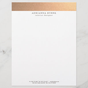 Elegant Stylish Faux Copper Gold Letterhead