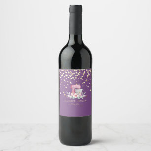 Elegant Stylish, Faux Gold Confetti,Mixer  Wine Label