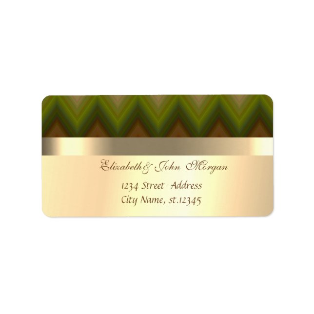 Elegant  Stylish Faux Gold,Ombre Zigzag Chevron Label (Front)