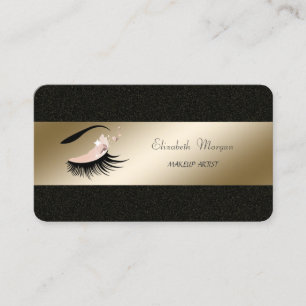 Elegant Stylish, Faux Lashes,Makeup Artist, Black Business Card