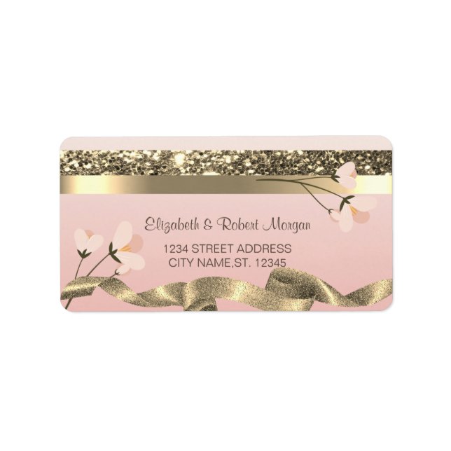 Elegant Stylish  Floral Wedding Label (Front)